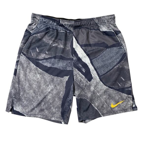Nike Shorts Mens XLT Tall Navy White Dri Fit Gym Training Standard Fit Printed - Picture 1 of 13